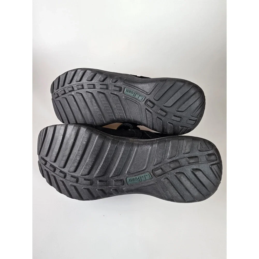 LL Bean Comfort Mocs Mary Jane Black Sz 9w 278614 Hook & Loop